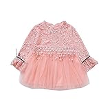 Pojour ベビー服 女の子ワンピース 春秋 子供可愛いレースチュールワンピース キッズドレス 長袖ドレス 女児プレゼント ガールズスカート お出かけ 綿 通園 通学 出産祝い