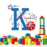 モノグラム名前壁デカールバスケットボールスポーツゲームデカール保育園子供の男の子寝室playrooomホーム装飾ビニールステッカー壁画ma74 22''Tallx24''Wide