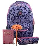 Cutie Patootie Girl's Animal Print 16" School Backpack W/ Pen Case Diary and Pen(Purple-Leo) [並行輸入品]
