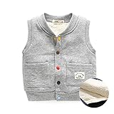 (チェリーレッド) CherryRed キッズ 子供服 女の子 男の子 ベスト 袖なし ベビーベスト秋冬 可愛い 裏起毛 120 グレー