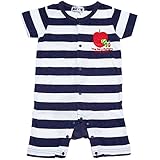 2017年 夏物 はらぺこあおむし 天竺 ボーダー カバーオール THE WORLD OF ERIC CARLE ネイビー◇70cm