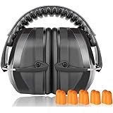 [Buloge] 防音イヤーマフ 遮音値33dB 超弾力性ヘッドバンド 調整可能 ANSI S3.19&CE EN352-1認証済み 聴覚保護 騒音対策 防音ヘッドホン 10つ耳栓付け ブラック