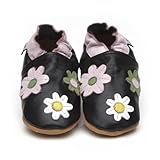 Soft Leather Baby Shoes Little Flowers Black [ソフトレザーベビーシューズリトルフラワーズブラック] 4-5 years (17.5 cm)