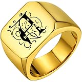 [PROSTEEL] 印台 指輪 リング メンズ 14号 イニシャル 刻印可能 サージカルステンレス アレルギー対応 シンプル かっこいい 記念日 誕生日 プレゼント 男性 アクセサリー