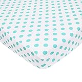 TL Care 100% Cotton Percale Fitted Crib Sheet, White with Aqua Dot by TL Care [並行輸入品]