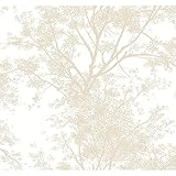 York Wallcoverings Black and White Tree Silhouette Wallpaper Memo Sample, 8 by 10-Inch, White/Tan [並