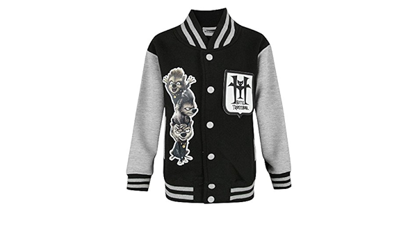 Amazon Co Jp モンスター ホテル Hotel Transylvania オフィシャル商品 子供用 キャラクター スタジャン バーシティジャケット 男の子 9 10 Years ブラック ファッション