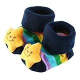 ソックス，SODIAL(R)赤ちゃんの可愛い3Dカートゥーンノンスリップアンチスリップスリッパ　ソックス　スリッパ　シューズ　ブーツ　3Dブーティーソックス　0-12ヶ月の新生児の為（星）