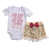 ベビー女の子服セットホワイトトップ文字プリントロンパース+イエローPom Shorts +ヘッドバンド カラー: ホワイト