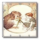 3dRose dpp_163141_1 Image of Giant Mouse and Little Girl From Nursery Rhyme Thumbelina Wall Clock, 1