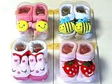 Pen Paku 新生児 用 ベビー ソックス　4 足組 セット 0ヶ月 - 6ヶ月 用 赤ちゃん ウサギ いちご 蜜蜂 ヒマワリ
