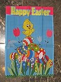 12X18 Happy Easter Duckling Duck Waving On Eggs Sleeved Garden 12X18 Flag [並行輸入品]
