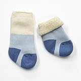 (グレェド) Groedo ベビー ソックス 裏パイル きなり ×ブルー サイズ02 (10～11.5cm 目安月齢12～18ヶ月) オーガニックコットン
