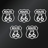 【カッティングステッカー アメリカ ルート66（Route 66）ミニサイズ 5枚組 幅約5cm×高約5.5cm カラー：白（ホワイト）】ハンドメイド 国道66号線 道路標識