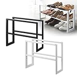 シューズボックス 省スペース おしゃれ 靴箱 伸縮シューズラック ライン LINE 2段(ブラック)