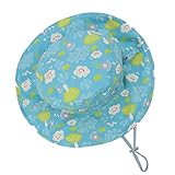 帽子 ハット サンハット 両面使える 速乾 あごひも付 つば広 日よけ UVカット キッズ 子供 夏 女の子 男の子 ビーチ ピックニック アウトドア (頭周り54cm-ブルー)