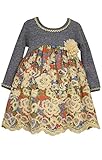 Bonnie Jean Baby Little Girls ' Mixed Floral Printブルードレス カラー: ブルー