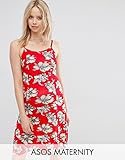 ASOS (エイソス) マタニティ フローラル 花柄 スケーター ワンピース レッド UK 6 (S) [並行輸入品]