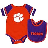 幼児NCAA Clemson Tigers roll-outボディスーツとよだれかけセット