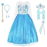 ANONIE エルサ ドレス プリンセス ドレス コスプレ ワンピース キッズコスチューム アナと雪の女王 诞生日 クリスマス プレゼント 