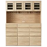 LOWYA（ロウヤ） 食器棚 キッチン収納 選べる7タイプ レンジ台 カップボード 木目調 大容量収納 幅144㎝ タイプB+B+B