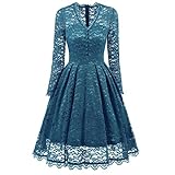 レディースドレス新しいホット販売ファッションクリスマスヴィンテージ長袖レースドレスVネックカクテルパーティブライズメイドドレスby neartime XL Neartime_3638