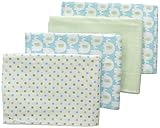Carter's 4 Piece Flannel Receiving Blankets, Elephants/Turquoise/Green by Carter's