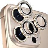 【4枚入り】レンズカバー iPhone16 Pro/16 Pro Max用 カメラフィルム キラキラ アイフォン16 Pro/16 Pro Max用 カメラ保護 ピカピカ アルミ合金 9H強化ガラス キズ防止 黒縁取り 露出オーバー防止 超高透過率 いphone16pro/いphone16プロ max カメラカバー プロテクター ラインストーン ゴールド