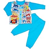 【本体綿100％】2017年 春物 アンパンマン ミニ裏毛 お着替え練習 長袖パジャマ Anpanman サックス◇80cm