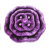 New 3D Pop Out Look Flower Shape Soft and Smooth Shaggy Rug 100cmx100cm (717) (Purple) [並行輸入品]