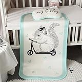 ベビーシーツ　ベビーひんやりマット　お昼寝マット　ひんやりの敷きマット　冷感敷パット　ベビー用ひんやりシーツ　ベビーシート　寝ござ　北欧風　接触冷感　枕付き　赤ちゃん用　夏用　通気　暑さ対策　快適 (