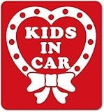 imoninn KIDS in car ステッカー　【マグネットタイプ】　No.09　ハートリボン　（赤色）