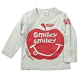 《H28秋冬物》 CHANNEL(チャンネル) 天竺SMILEY APPLE長袖Tシャツ 95cm/杢グレー NO.CN-6403