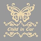 デザイン工房ＳＩＧＮＳ 車ステッカー Child in car 3 綺麗にはがせる 車 ステッカー 蝶 チョウ ベージュ