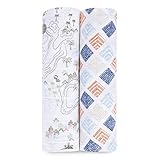 aden + anais (エイデンアンドアネイ) 【日本正規品】 オーガニックモスリン おくるみ 2枚セット warrior finn organic swaddles 2 packs -9501