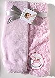Blankets & Beyond Soft Pink Swirl Rocking Horse Reversible Baby Blanket [並行輸入品]