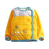 PANCY 子供服 秋冬 防寒コート 綿服 コットンジャケット 厚手 裏起毛 らくがき 女の子(140cm,イエロー)