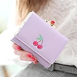 フルーツプリント女性ショート財布 (紫の)