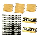 Topatrol プライスカード プライスキューブ プライス台 セット 1組に0番6個 万の値まで表示可能 プライスプレート 値札 プレート 価格表示 ゴールド 専用スタンド付き タグ ブロック おしゃれ 見やすい (ゴールド)