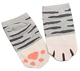 (サンライン)Sun Line 秋冬韓国　スタイル　ファッション 女の靴下 可愛い猫ちゃんの 爪 暖かい 女性用人気 お洒落 (グレーストライプ)