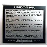 Bridgeport BP 11182897 2J-Lube Nameplate by Bridgeport