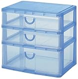 サンコープラスチック 小物収納3段 エルピス 幅34.5×奥25.5×高32.2cm ブルー