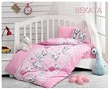 bekata Kittyベビー羽毛布団/キルトカバーセット寝具セット綿100 % Ranforceトルコ綿掛け布団カバーToddler幼児Bedding Sheet Set (ピンク) 4 PCS ピ