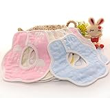 JINALV スタイ ビブ よだれかけ コットン100% 柔らかい スナップ 4枚セット 6重ガーゼ (象)