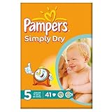 Pampers Simply Dry Size 5 (11-25kg) Large Pack Junior 2x41 per pack by Pampers