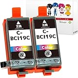 キヤノン用最優良互換インクカートリッジ BCI-19 (CLR/カラー)×2 ２本セット 残量表示機能付 ICチップ対応 【Green Sh