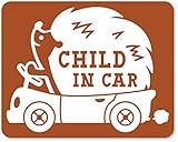 imoninn CHILD in car ステッカー　【マグネットタイプ】　No.37　ハリネズミさん　（茶色）