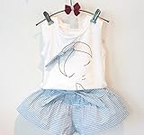 ツバメ--屋　子供服　女の子　可愛いオシャレT シャツ+キュロット　100　110　120　130 (100)