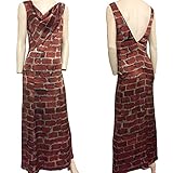 モスキーノ クチュール シルクドレス S C-Rare Vintage 1997 Moschino Couture! Brick Wall Silk Dress S NWT [並行輸入品]