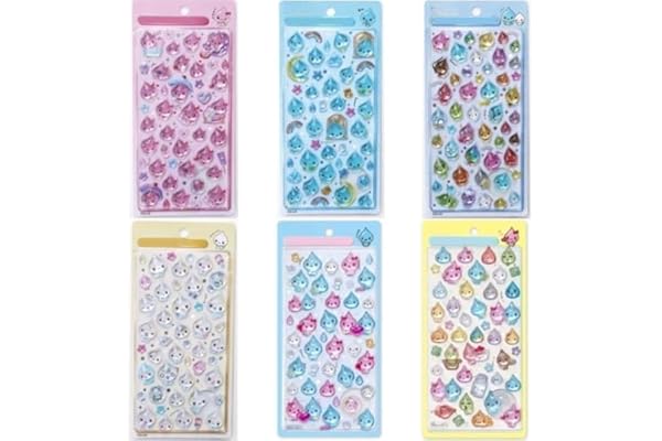 [YAORUI] 6枚セット ボンボンドロップシール たまごっち しずくちゃん まめっち めめっち くちばっち ぷくぷく レリーフシールセット マシュマロ風 おしり タイル 手帳 萌物 かわいい 誕生日プレゼント 子供への贈り物 人気 小物 (6枚セット)